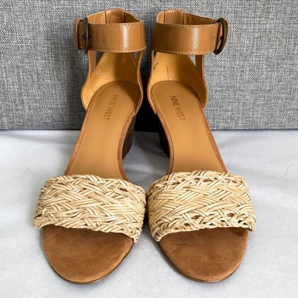 Nine West Sloan Tan Strap Wedge